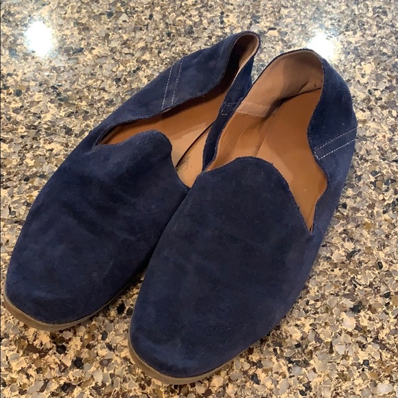 navy blue suede flat shoes